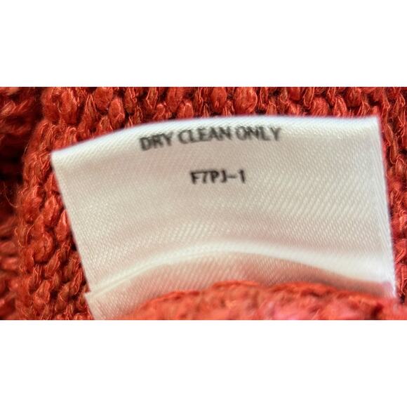 Eileen Fisher Salmon Orange V-Neck Rolled Hem Linen Blend Top - Picture 8 of 8